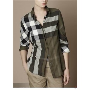 Burberry Women's  Brit Tonal Check  Shirt Olive