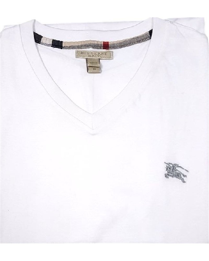 Burberry Brit Men's Lindon Cotton V-Neck Tee in White