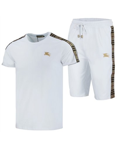 Burberry Men's Crew Neck  Jersey & Short Set Check Graphic