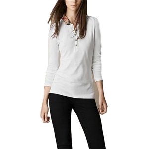 Burberry Women's  Long Sleeve Check Collar Polo Shirt