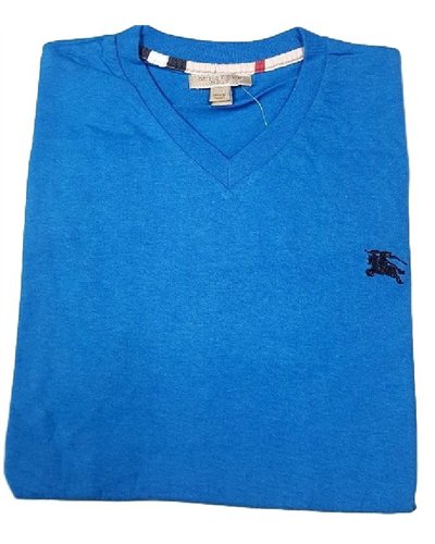 Burberry Brit Men's Lindon Cotton V-Neck Tee in Chalk Blue