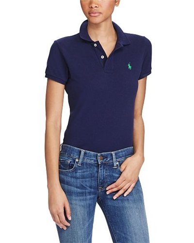Ralph Lauren Women's Skinny Fit Cotton Mesh Polo Shirt  Navy