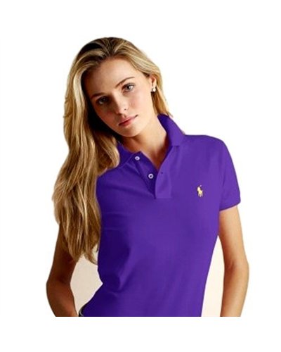 Ralph Lauren Women's Skinny Fit Cotton Mesh Polo Shirt Purple
