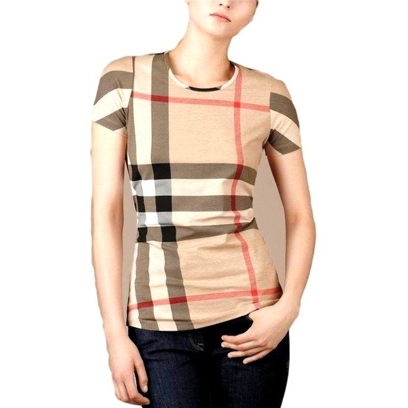 Burberry Check Front  T-Shirt -Women's