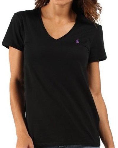 Polo Ralph Lauren Women's V Neck T Shirts Black