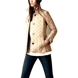 Burberry Women's Quilted Button Trench Jacket Beige