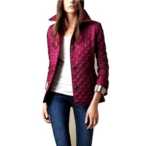 Burberry Quilted Button Trench Jacket Burgundy