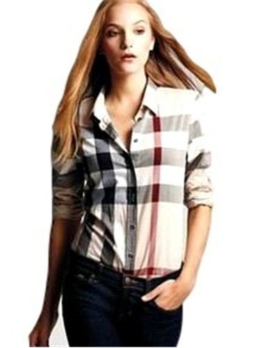 Burberry Women's  Brit Tonal  Check  Shirt Carmel