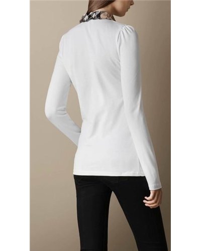 Burberry Women's  Long Sleeve Check Collar Polo Shirt