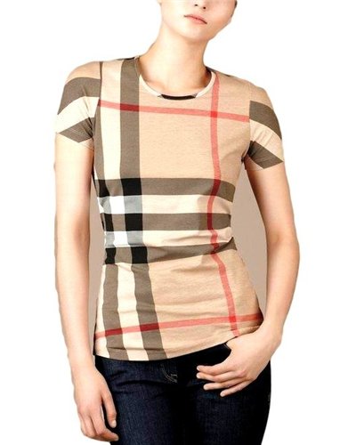 Burberry Check Front  T-Shirt -Women's