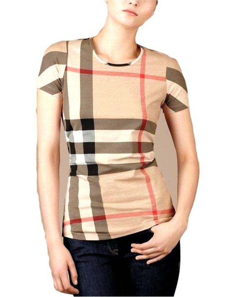 Burberry Check Front  T-Shirt -Women's