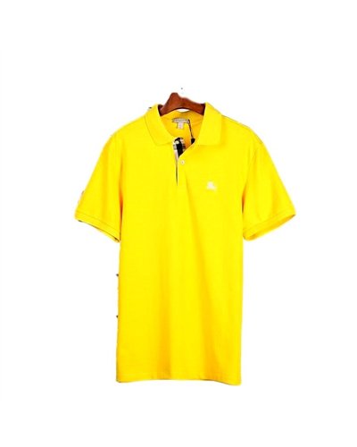 Burberry Men's Placket Piqué Cotton Polo Shirt Yellow
