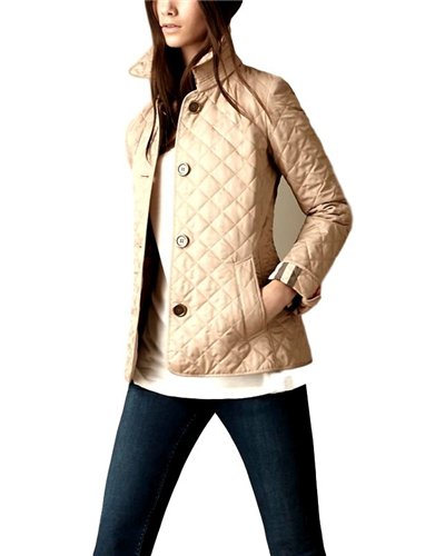 Burberry Women's Quilted Button Trench Jacket Beige
