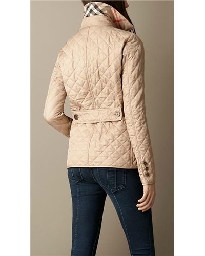 Burberry Women's Quilted Button Trench Jacket Beige