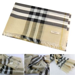 Burberry Checked Carmel Silk-Blend Gauze Scarf