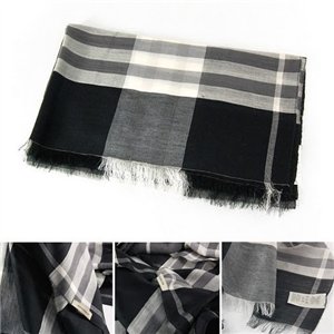 Burberry Black Checked silk-blend Gauze Scarf
