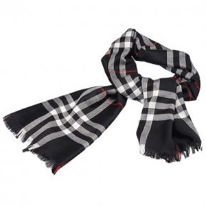 Burberry Black Checked silk-blend Gauze Scarf