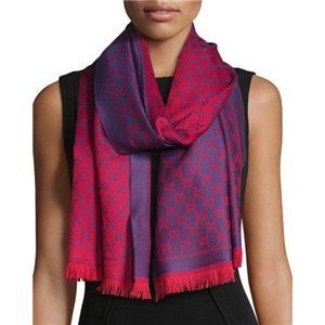Gucci Reversible Wool Stencil Scarf Purple/Red
