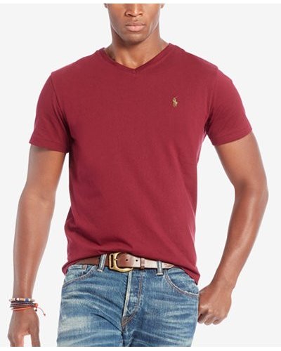 Ralph Lauren Men's  V Neck T Shirt  Wine