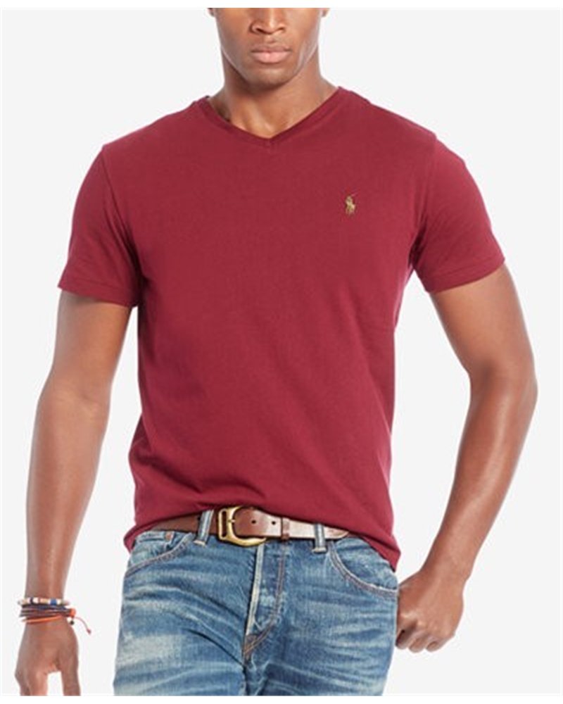Ralph Lauren Men's  V Neck T Shirt  Wine