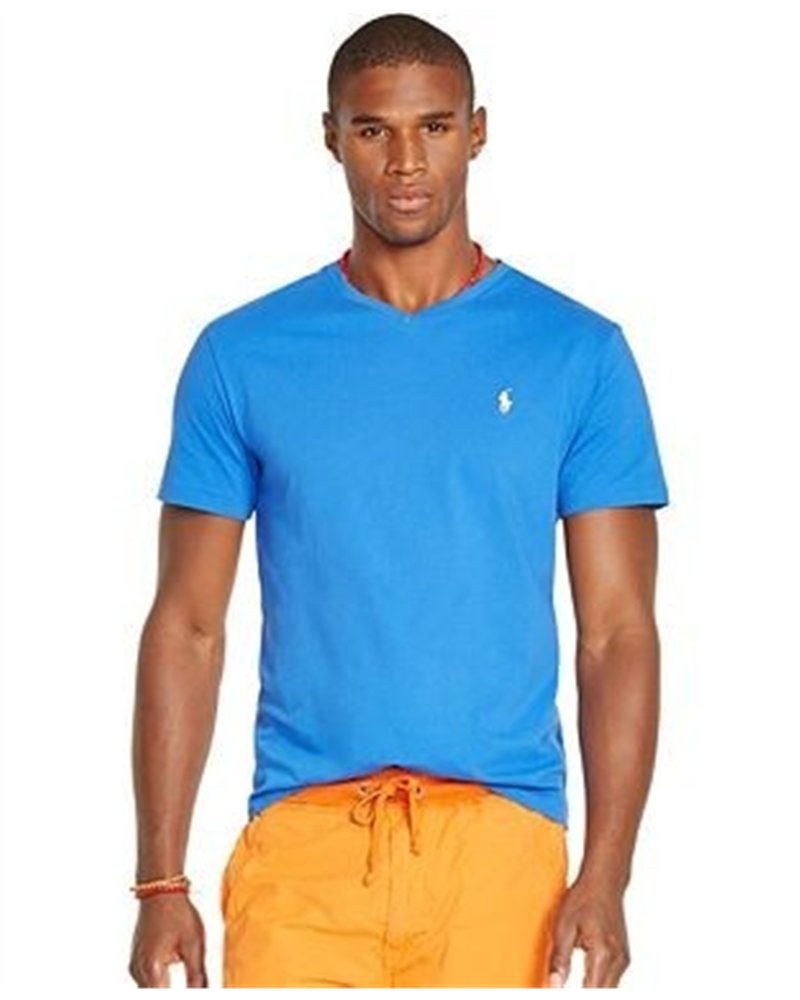 Ralph Lauren Men's  V Neck T Shirt  Iris Blue