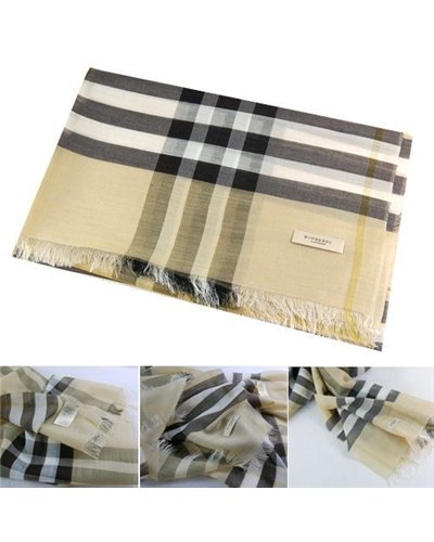 Burberry Checked Carmel Silk-Blend Gauze Scarf