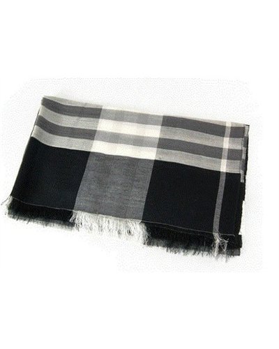 Burberry Black Checked silk-blend Gauze Scarf