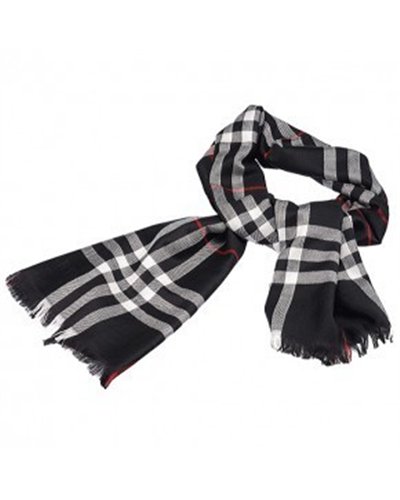 Burberry Black Checked silk-blend Gauze Scarf