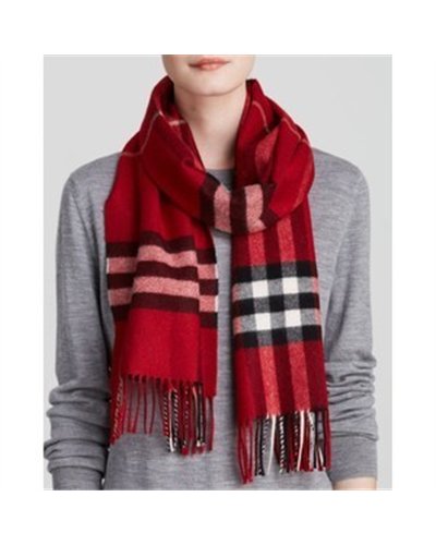 Burberry Exploded Giant Check Cashmere Scarf-Red