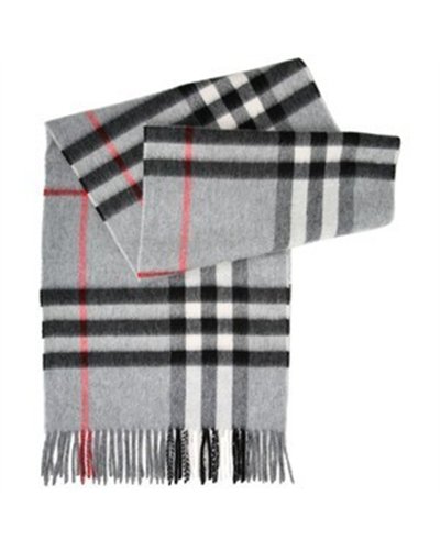 Burberry Exploded Giant Check Cashmere Scarf-Gray