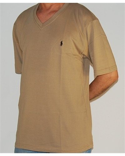 Ralph Lauren Men's  V Neck T Shirt  Tan