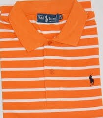 Ralph Lauren Stripe Polo Shirt Orange/white Stripe