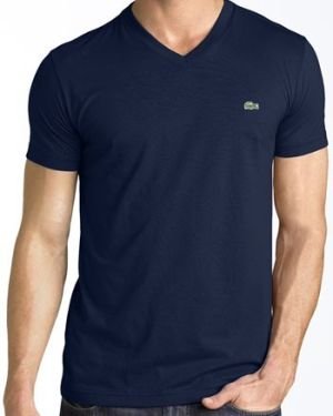 Lacoste Men’s Pima Cotton V-Neck T-Shirt  Navy